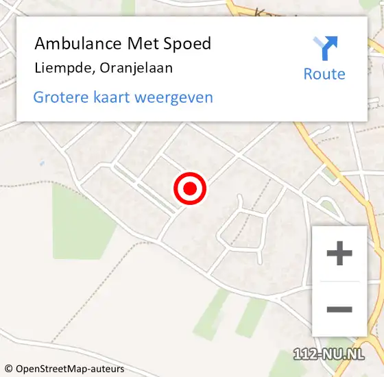 Locatie op kaart van de 112 melding: Ambulance Met Spoed Naar Liempde, Oranjelaan op 24 april 2016 06:49