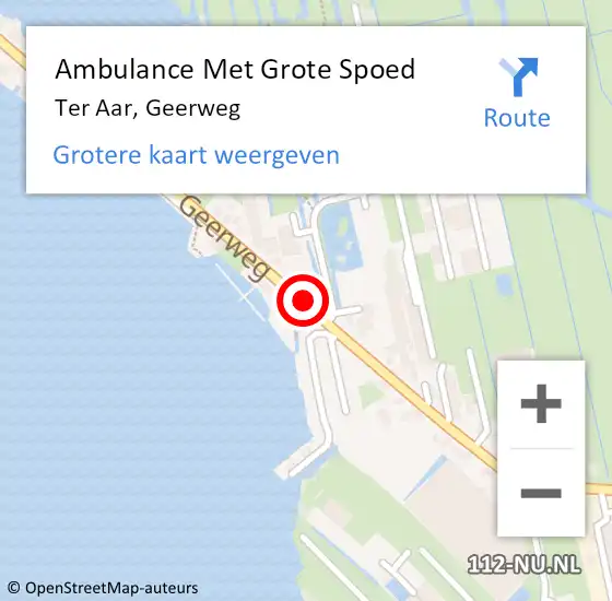 Locatie op kaart van de 112 melding: Ambulance Met Grote Spoed Naar Ter Aar, Geerweg op 24 april 2016 09:27