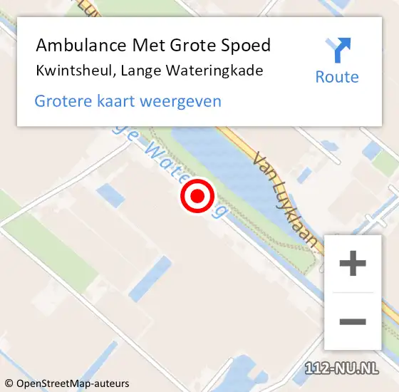 Locatie op kaart van de 112 melding: Ambulance Met Grote Spoed Naar Kwintsheul, Lange Wateringkade op 24 april 2016 09:55