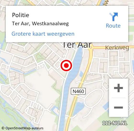 Locatie op kaart van de 112 melding: Politie Ter Aar, Westkanaalweg op 24 april 2016 11:55