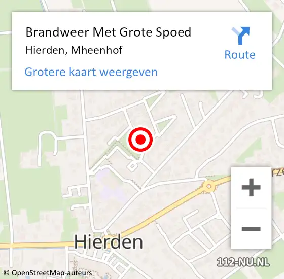 Locatie op kaart van de 112 melding: Brandweer Met Grote Spoed Naar Hierden, Mheenhof op 24 april 2016 12:09