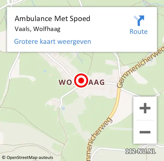 Locatie op kaart van de 112 melding: Ambulance Met Spoed Naar Vaals, Wolfhaag op 12 december 2013 20:48