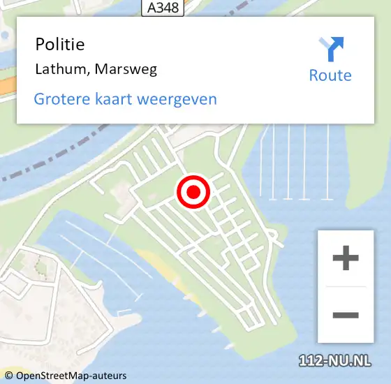 Locatie op kaart van de 112 melding: Politie Lathum, Marsweg op 24 april 2016 13:31