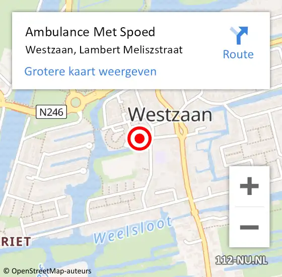 Locatie op kaart van de 112 melding: Ambulance Met Spoed Naar Westzaan, Lambert Meliszstraat op 24 april 2016 14:14