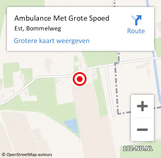 Locatie op kaart van de 112 melding: Ambulance Met Grote Spoed Naar Est, Bommelweg op 24 april 2016 14:17