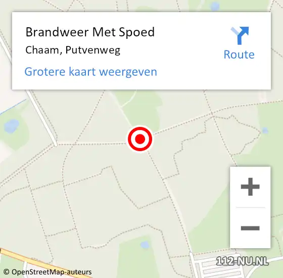 Locatie op kaart van de 112 melding: Brandweer Met Spoed Naar Chaam, Putvenweg op 24 april 2016 14:40