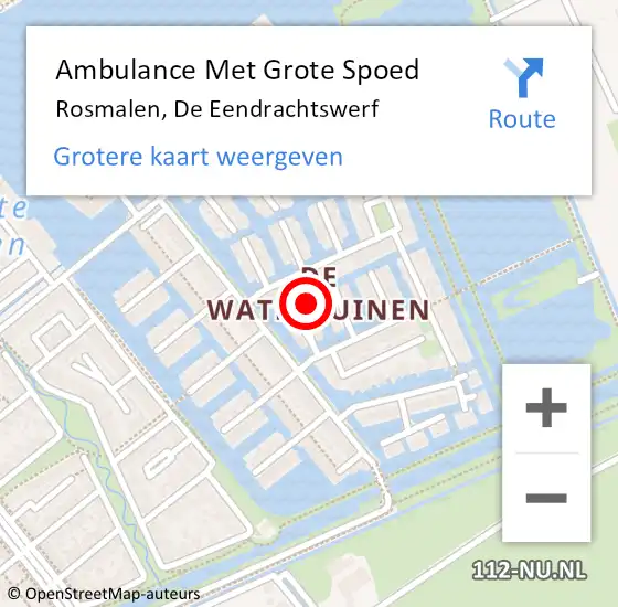 Locatie op kaart van de 112 melding: Ambulance Met Grote Spoed Naar Rosmalen, De Eendrachtswerf op 24 april 2016 14:42