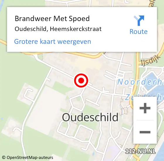 Locatie op kaart van de 112 melding: Brandweer Met Spoed Naar Oudeschild, Heemskerckstraat op 24 april 2016 14:44