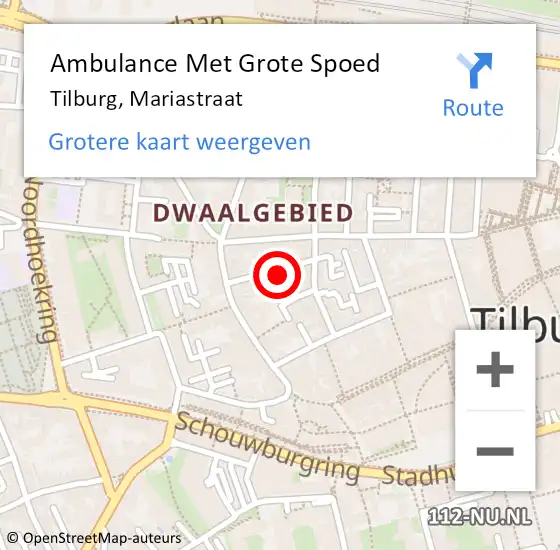 Locatie op kaart van de 112 melding: Ambulance Met Grote Spoed Naar Tilburg, Mariastraat op 24 april 2016 14:46