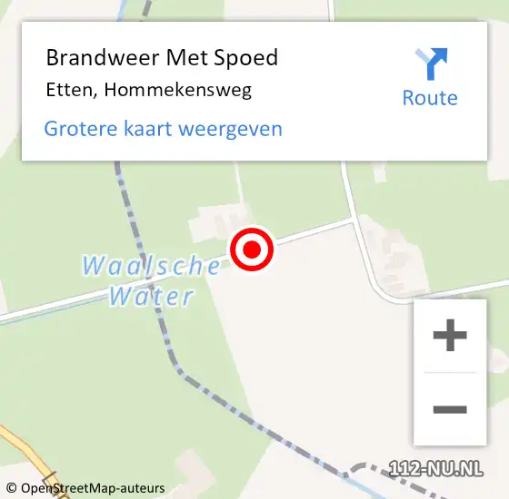 Locatie op kaart van de 112 melding: Brandweer Met Spoed Naar Etten, Hommekensweg op 24 april 2016 14:54