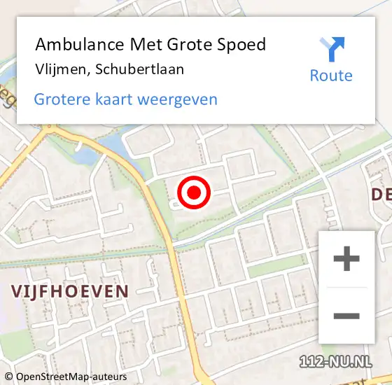 Locatie op kaart van de 112 melding: Ambulance Met Grote Spoed Naar Vlijmen, Schubertlaan op 24 april 2016 14:57