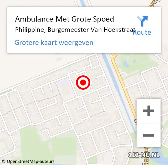 Locatie op kaart van de 112 melding: Ambulance Met Grote Spoed Naar Philippine, Burgemeester Van Hoekstraat op 24 april 2016 15:09
