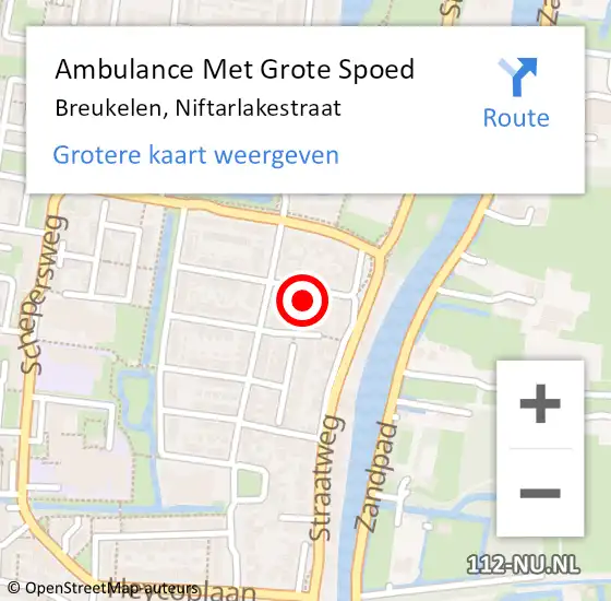 Locatie op kaart van de 112 melding: Ambulance Met Grote Spoed Naar Breukelen, Niftarlakestraat op 24 april 2016 15:11