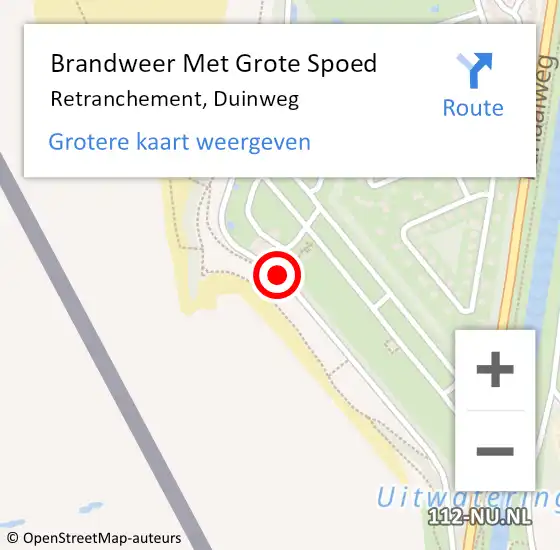 Locatie op kaart van de 112 melding: Brandweer Met Grote Spoed Naar Retranchement, Duinweg op 24 april 2016 15:16