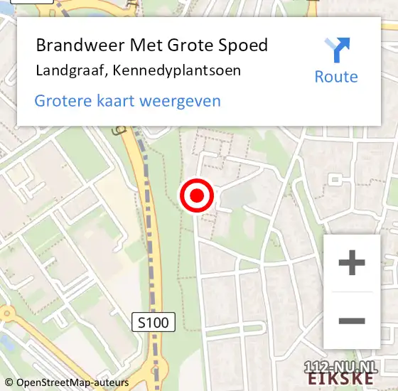 Locatie op kaart van de 112 melding: Brandweer Met Grote Spoed Naar Landgraaf, Kennedyplantsoen op 24 april 2016 16:10