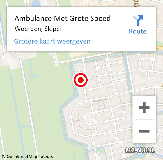 Locatie op kaart van de 112 melding: Ambulance Met Grote Spoed Naar Woerden, Sleper op 24 april 2016 17:05