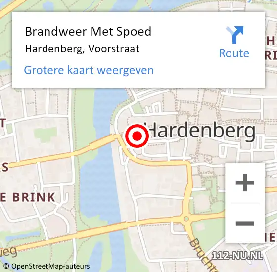 Locatie op kaart van de 112 melding: Brandweer Met Spoed Naar Hardenberg, Voorstraat op 24 april 2016 17:35