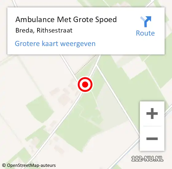 Locatie op kaart van de 112 melding: Ambulance Met Grote Spoed Naar Breda, Rithsestraat op 24 april 2016 17:35