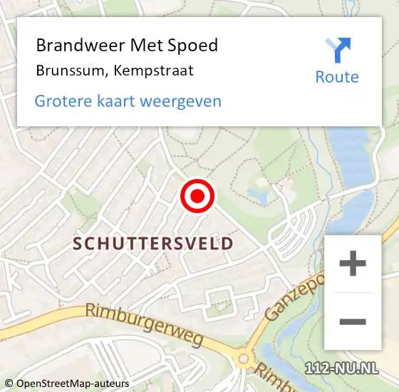 Locatie op kaart van de 112 melding: Brandweer Met Spoed Naar Brunssum, Kempstraat op 24 april 2016 17:45