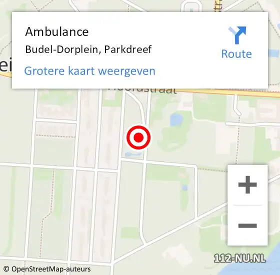 Locatie op kaart van de 112 melding: Ambulance Budel-Dorplein, Parkdreef op 24 april 2016 17:46