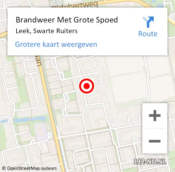 Locatie op kaart van de 112 melding: Brandweer Met Grote Spoed Naar Leek, Swarte Ruiters op 24 april 2016 17:54