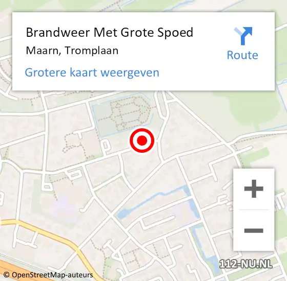 Locatie op kaart van de 112 melding: Brandweer Met Grote Spoed Naar Maarn, Tromplaan op 24 april 2016 18:33