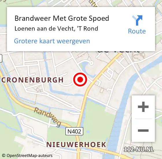 Locatie op kaart van de 112 melding: Brandweer Met Grote Spoed Naar Loenen aan de Vecht, 'T Rond op 24 april 2016 18:48