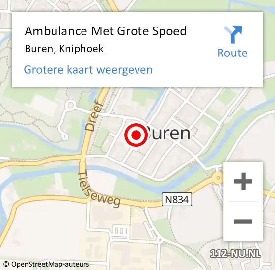 Locatie op kaart van de 112 melding: Ambulance Met Grote Spoed Naar Buren, Kniphoek op 24 april 2016 19:06