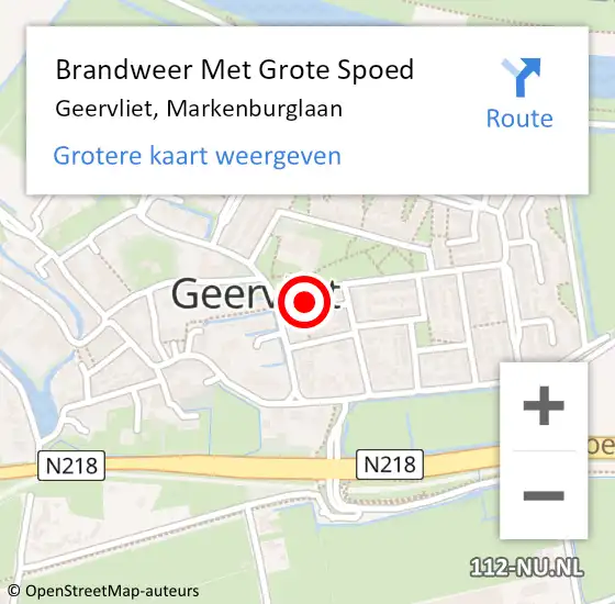 Locatie op kaart van de 112 melding: Brandweer Met Grote Spoed Naar Geervliet, Markenburglaan op 24 april 2016 20:01