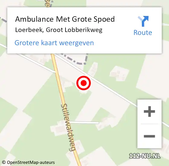 Locatie op kaart van de 112 melding: Ambulance Met Grote Spoed Naar Loerbeek, Groot Lobberikweg op 24 april 2016 20:09