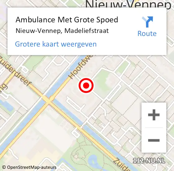 Locatie op kaart van de 112 melding: Ambulance Met Grote Spoed Naar Nieuw-Vennep, Madeliefstraat op 24 april 2016 20:14