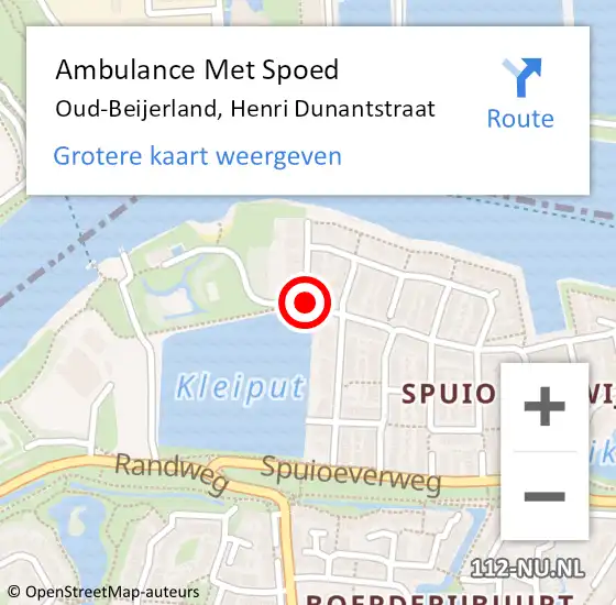 Locatie op kaart van de 112 melding: Ambulance Met Spoed Naar Oud-Beijerland, Henri Dunantstraat op 24 april 2016 20:28