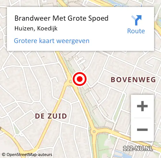 Locatie op kaart van de 112 melding: Brandweer Met Grote Spoed Naar Huizen, Koedijk op 24 april 2016 20:29