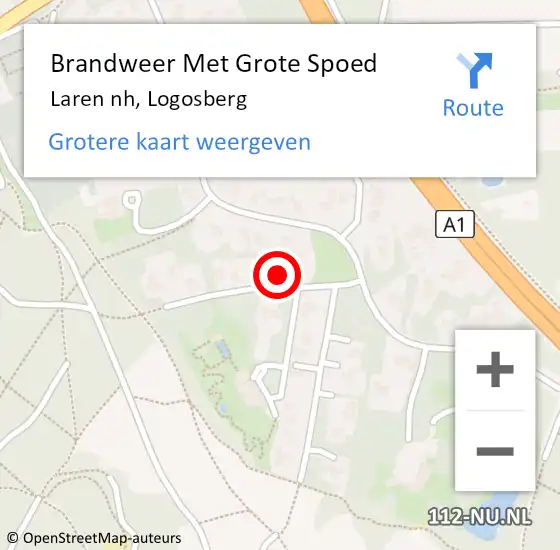 Locatie op kaart van de 112 melding: Brandweer Met Grote Spoed Naar Laren nh, Logosberg op 24 april 2016 21:11