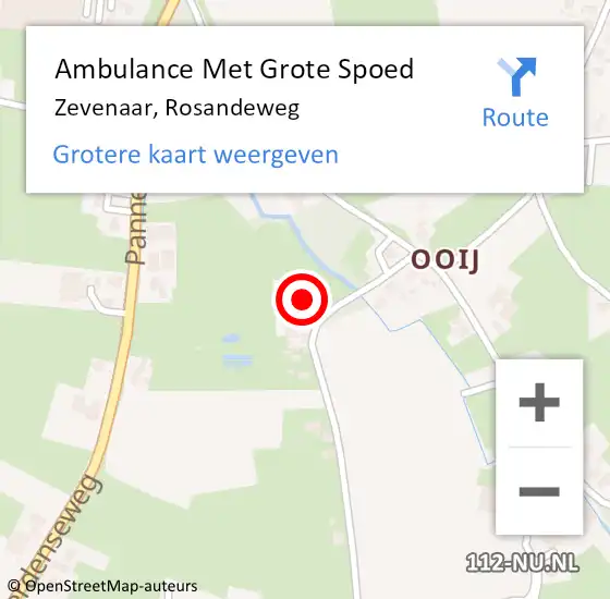 Locatie op kaart van de 112 melding: Ambulance Met Grote Spoed Naar Zevenaar, Rosandeweg op 24 april 2016 21:24