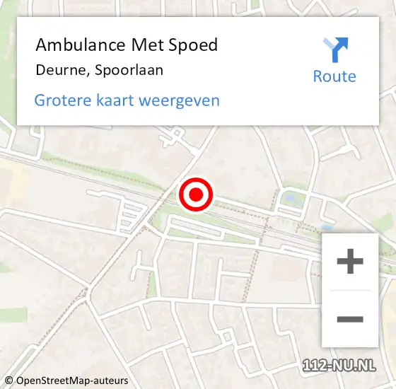 Locatie op kaart van de 112 melding: Ambulance Met Spoed Naar Deurne, Spoorlaan op 24 april 2016 21:57