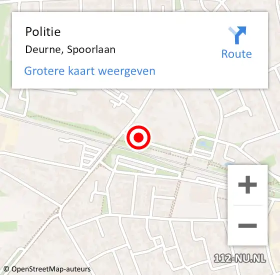 Locatie op kaart van de 112 melding: Politie Deurne, Spoorlaan op 24 april 2016 22:01