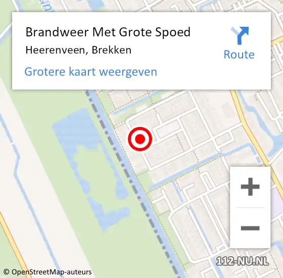 Locatie op kaart van de 112 melding: Brandweer Met Grote Spoed Naar Heerenveen, Brekken op 24 april 2016 22:28