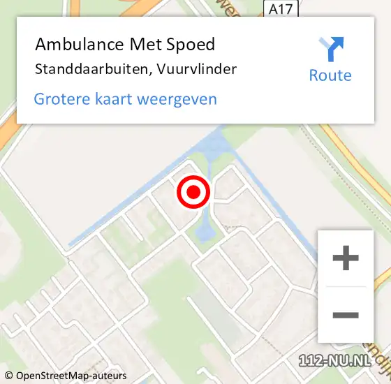 Locatie op kaart van de 112 melding: Ambulance Met Spoed Naar Standdaarbuiten, Vuurvlinder op 24 april 2016 22:49