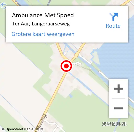 Locatie op kaart van de 112 melding: Ambulance Met Spoed Naar Ter Aar, Langeraarseweg op 25 april 2016 00:27