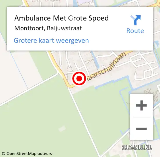 Locatie op kaart van de 112 melding: Ambulance Met Grote Spoed Naar Montfoort, Baljuwstraat op 25 april 2016 02:55