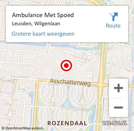 Locatie op kaart van de 112 melding: Ambulance Met Spoed Naar Leusden, Wilgenlaan op 25 april 2016 03:35