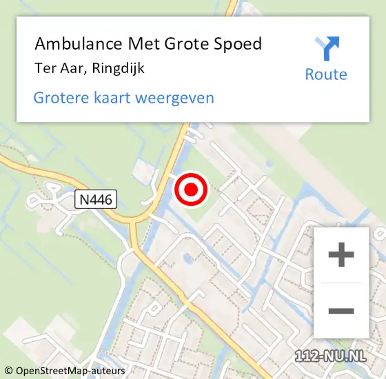 Locatie op kaart van de 112 melding: Ambulance Met Grote Spoed Naar Ter Aar, Ringdijk op 25 april 2016 03:38