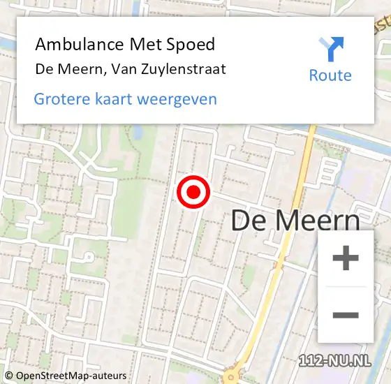Locatie op kaart van de 112 melding: Ambulance Met Spoed Naar De Meern, Van Zuylenstraat op 25 april 2016 08:38