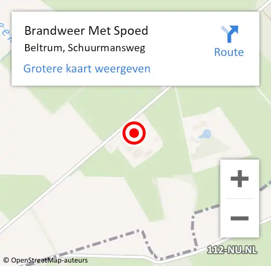 Locatie op kaart van de 112 melding: Brandweer Met Spoed Naar Beltrum, Schuurmansweg op 25 april 2016 09:01