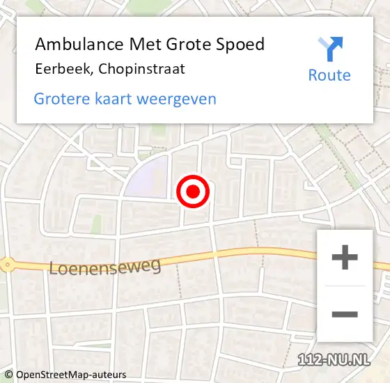 Locatie op kaart van de 112 melding: Ambulance Met Grote Spoed Naar Eerbeek, Chopinstraat op 25 april 2016 10:16