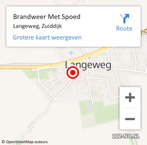 Locatie op kaart van de 112 melding: Brandweer Met Spoed Naar Langeweg, Zuiddijk op 25 april 2016 10:48