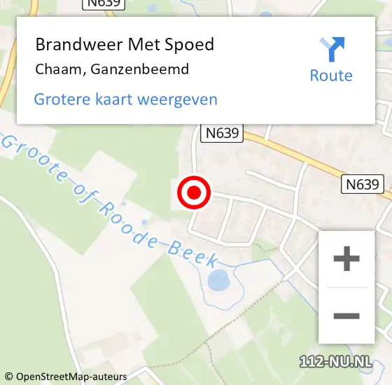 Locatie op kaart van de 112 melding: Brandweer Met Spoed Naar Chaam, Ganzenbeemd op 25 april 2016 12:08