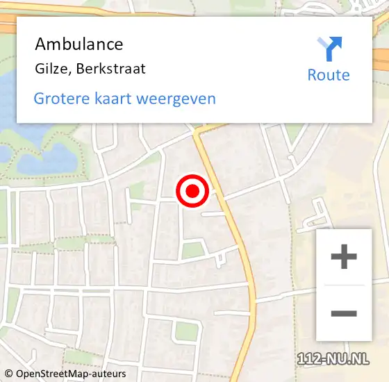 Locatie op kaart van de 112 melding: Ambulance Gilze, Berkstraat op 25 april 2016 12:10