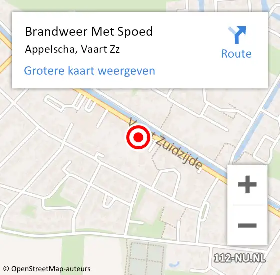 Locatie op kaart van de 112 melding: Brandweer Met Spoed Naar Appelscha, Vaart Zz op 25 april 2016 12:39